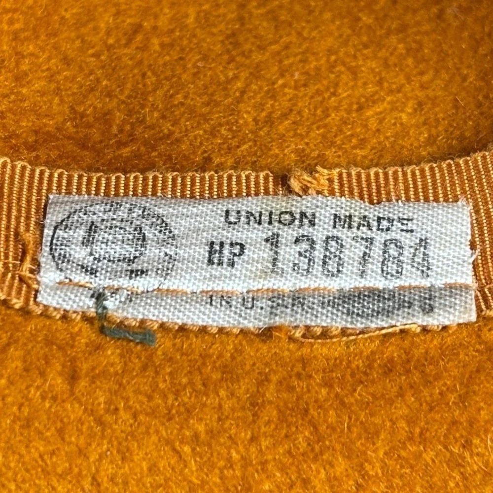 Vintage Union Made Wool Felt Bowler Derby Hat Burnt Orange Grosgrain Ribbon Bow - Picture 4 of 10